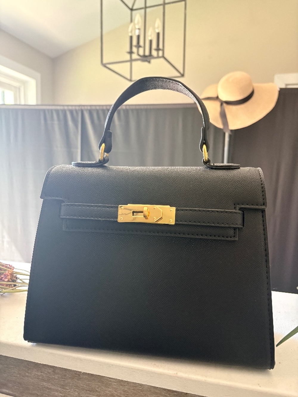 Black Satchel Statement Hand Bag